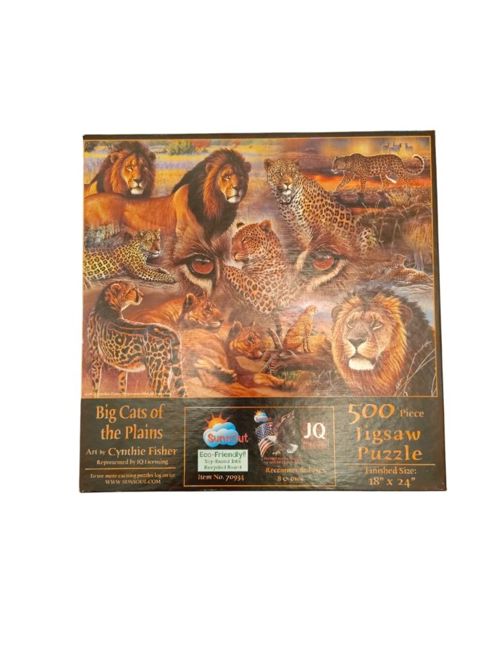 Big Cats Of The Plains 500-Piece Jigsaw Puzzle 18 X 24 inch Art By Cynthia Fishe